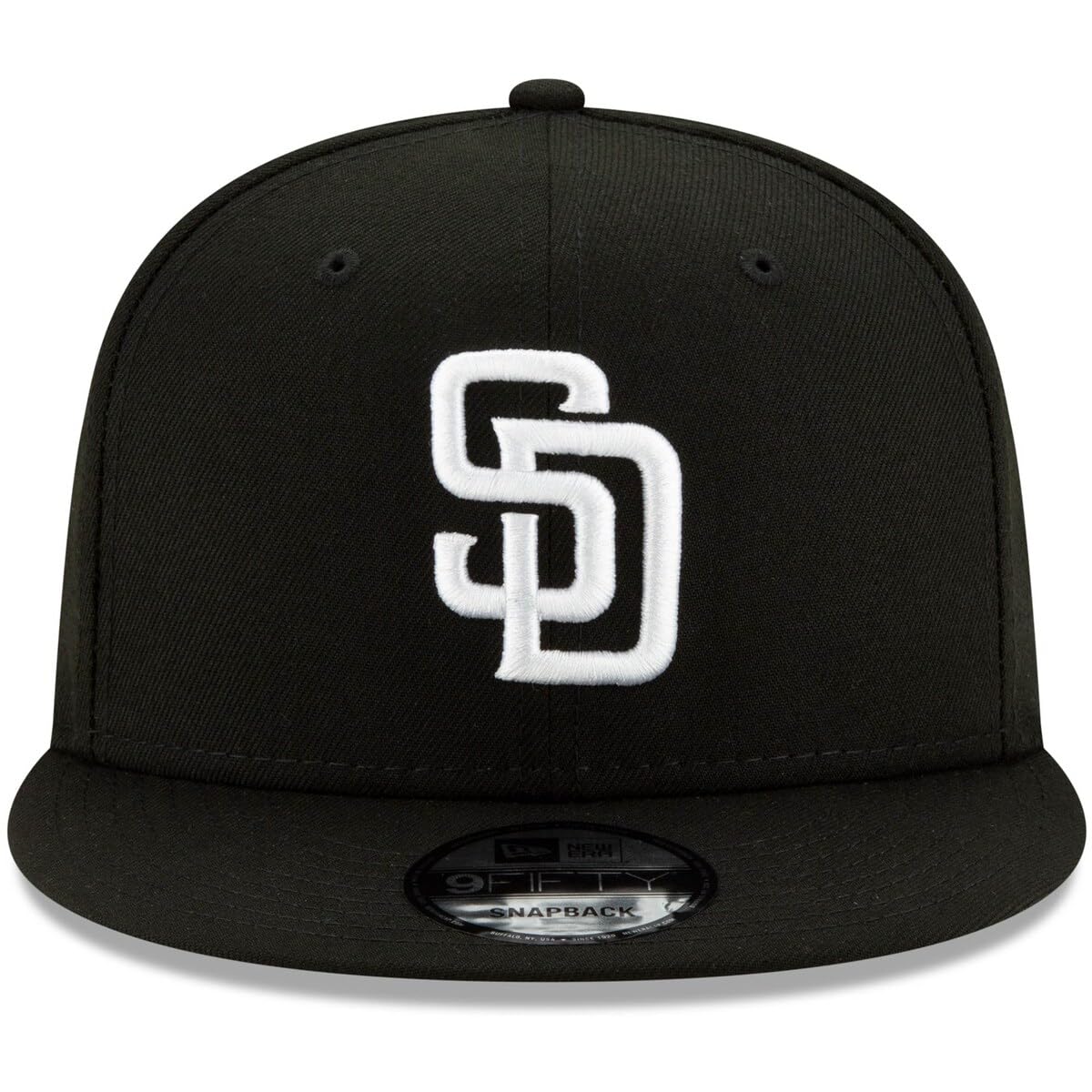 New Era Unisex-Adult MLB 9Fifty Black White Primary Logo Adjustable Snapback Hat Cap One Size Fits All - San Diego Padres Black White