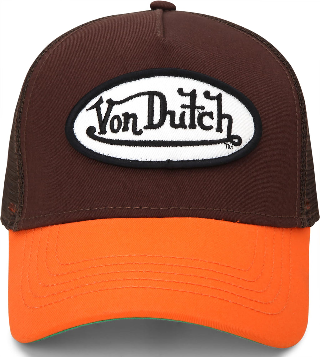 Von Dutch Unisex Trucker Hat - Curved Bill Mesh Back Retro Classic Colorblock Snapback Baseball Cap for Men and Women
