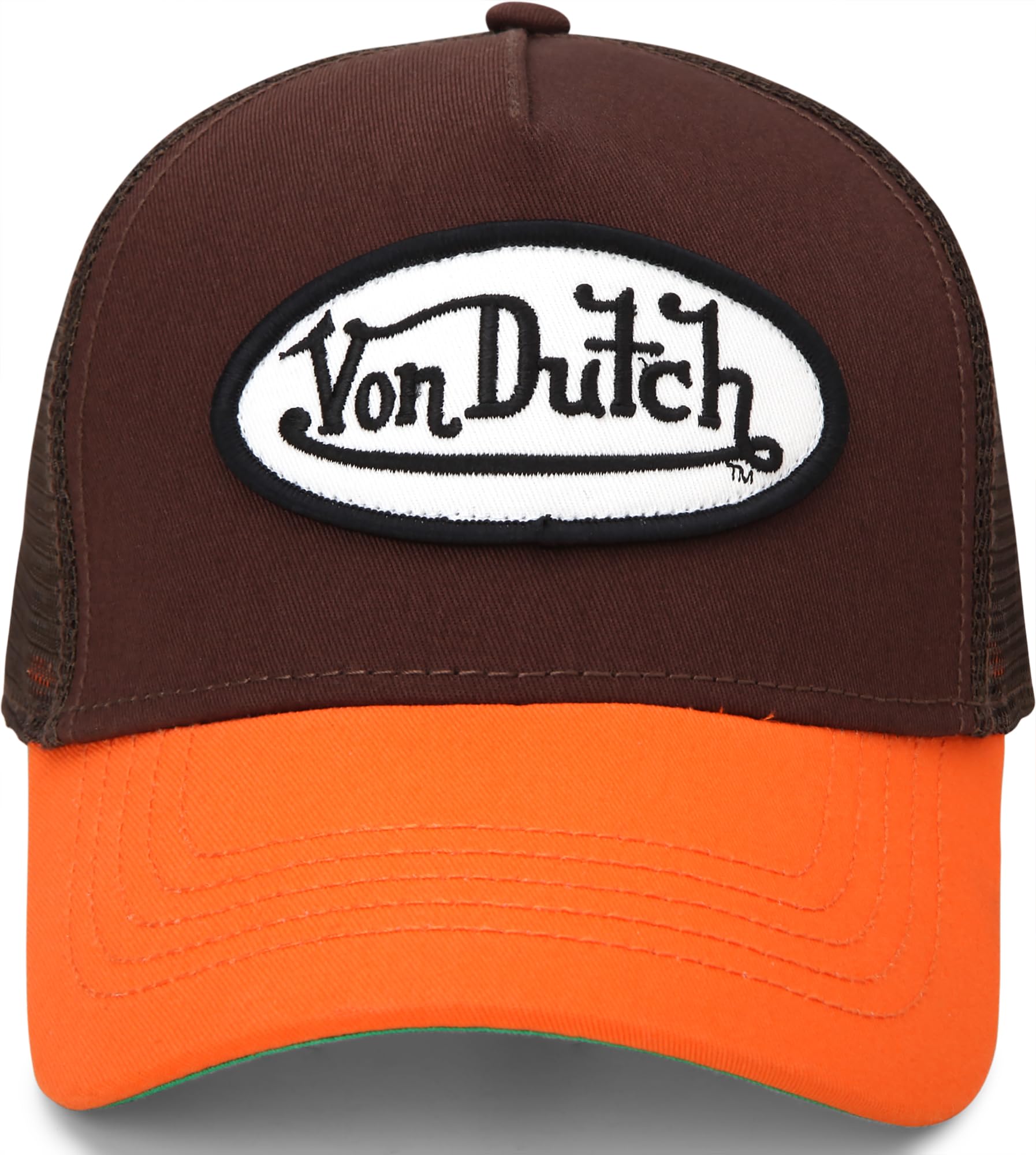 Von Dutch Unisex Trucker Hat - Curved Bill Mesh Back Retro Classic Colorblock Snapback Baseball Cap for Men and Women