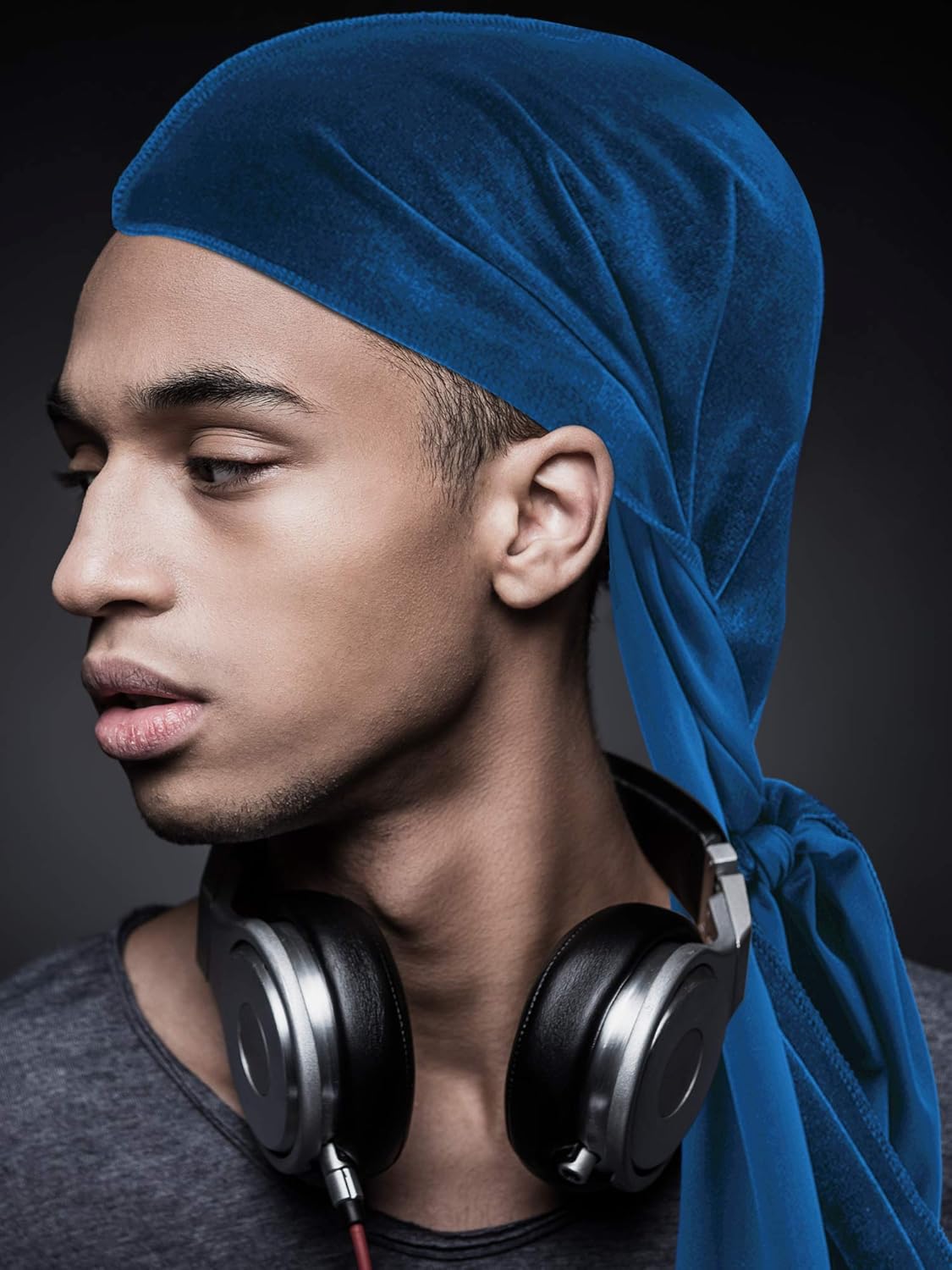 12 Pieces Velvet Durags Caps Wide Strap Headwraps Long Tail Turban Beanies for 360 Wave Men Women (Multicoloured)