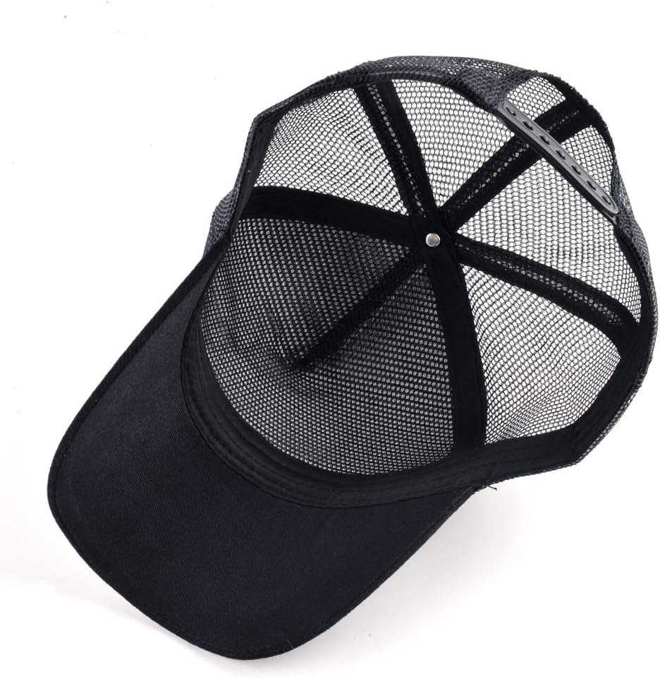 Animal Patch Mesh Trucker Baseball Cap Collection, Embroidered Design, Black