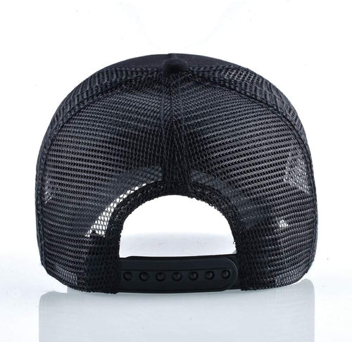 Animal Patch Mesh Trucker Baseball Cap Collection, Embroidered Design, Black