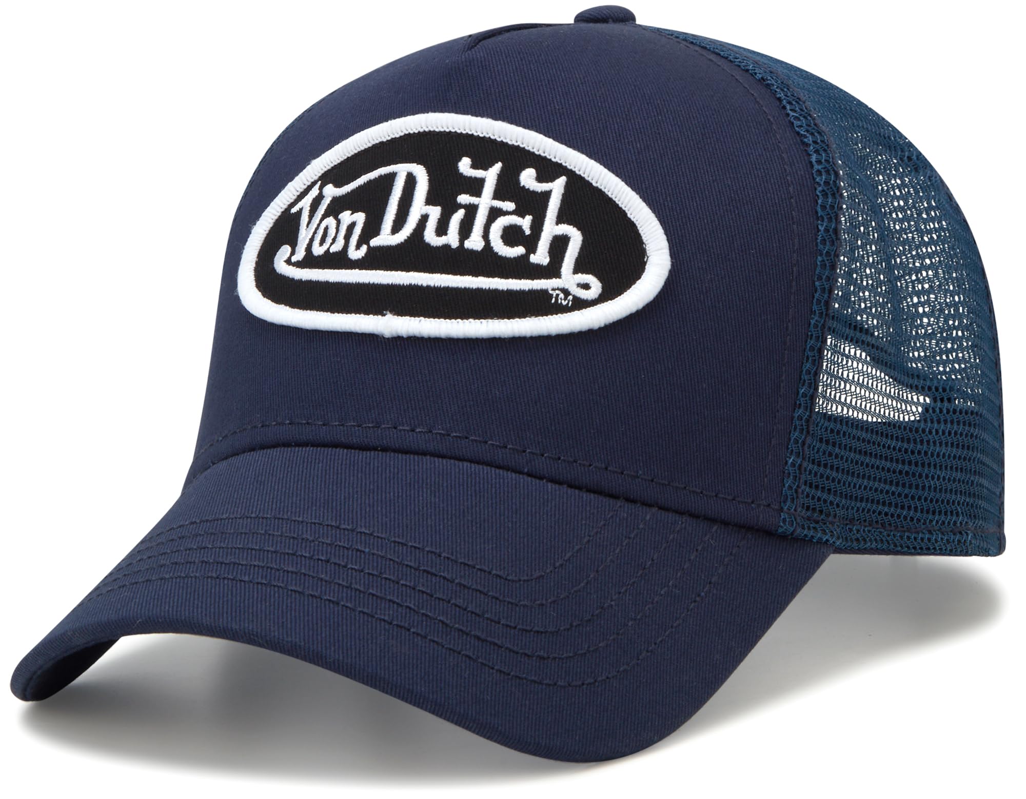 Von Dutch Unisex Trucker Hat - Curved Bill Mesh Back Retro Classic Colorblock Snapback Baseball Cap for Men and Women