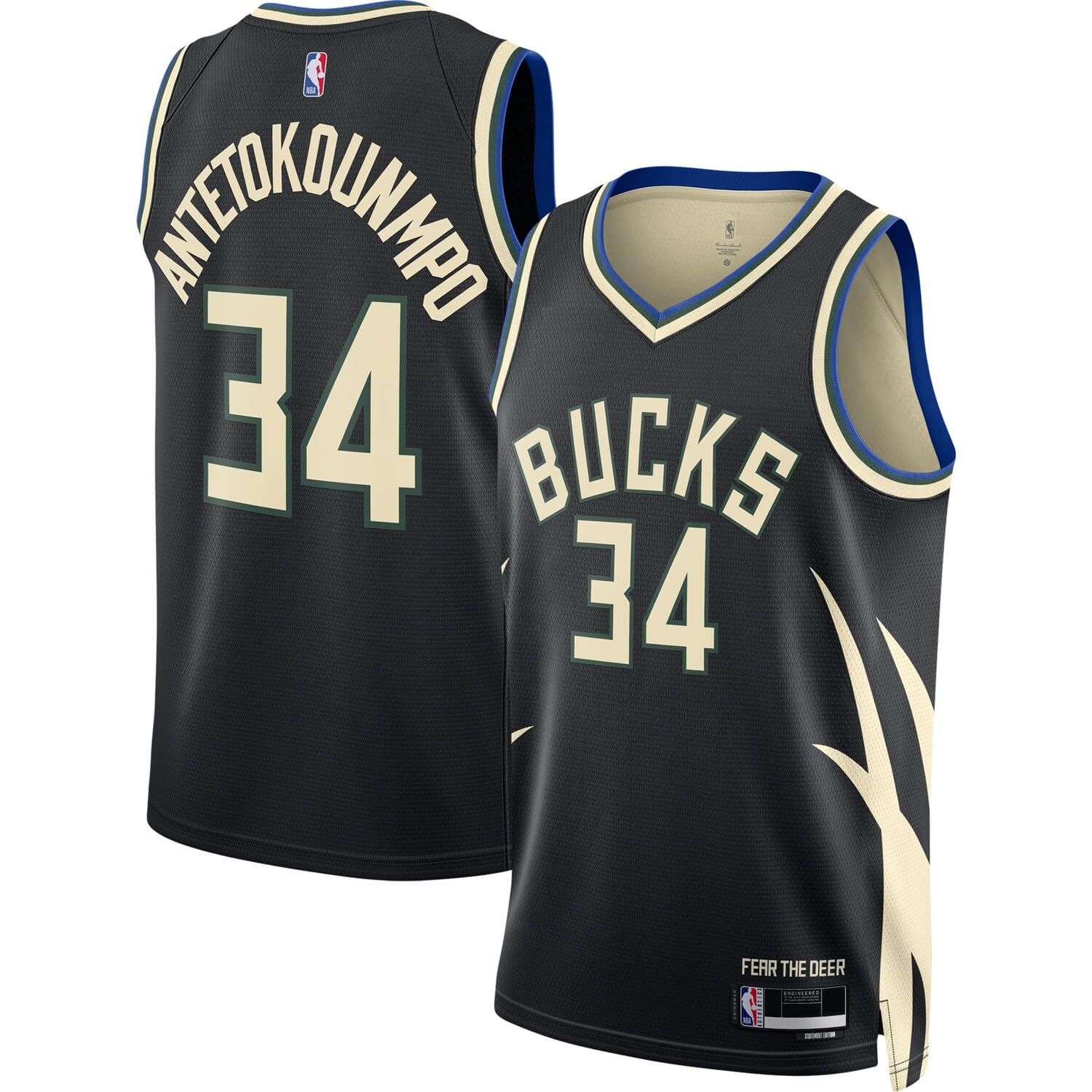 Giannis Antetokounmpo Milwaukee Bucks NBA Kids Youth 8-20 Black Statement Edition Swingman Jersey