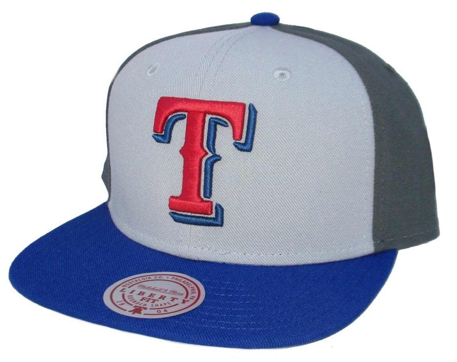 Mitchell & Ness MLB Triple Play Liberty Snapback Adjustable Hat Cap - Gray/Team Colors