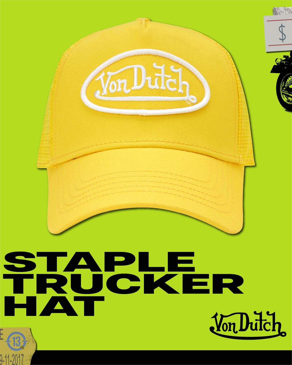 Von Dutch Unisex Trucker Hat - Retro Classic Solid Color Mesh Back Snapback Baseball Cap for Men & Women, Size One Size, Lemon Yellow