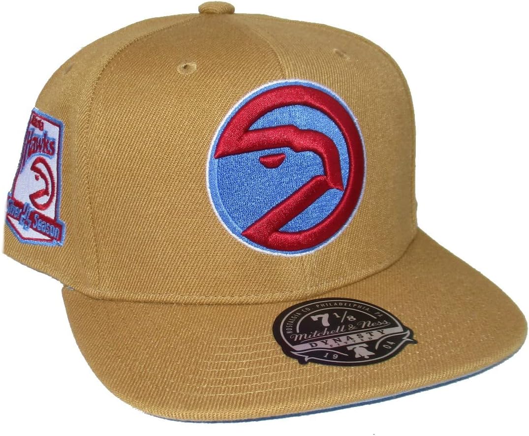 Mitchell & Ness Atlanta Hawks Sand and Sky Dynasty Fitted Hat Cap - Brown