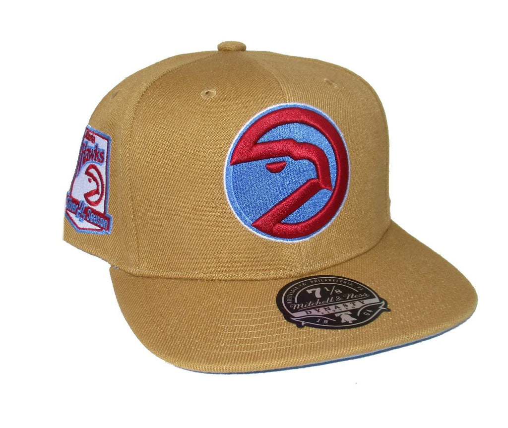 Mitchell & Ness Atlanta Hawks Sand and Sky Dynasty Fitted Hat Cap - Brown