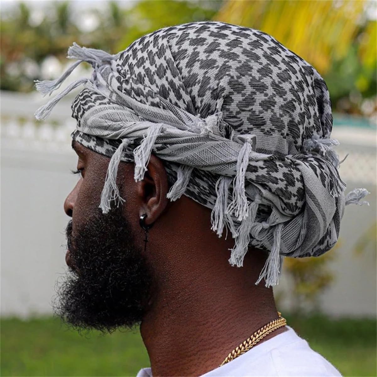 JILIYUPA Satin Lined Turban with Long Twist Straps - Silky Head Wraps for Men - Halo Turban Head Scarf