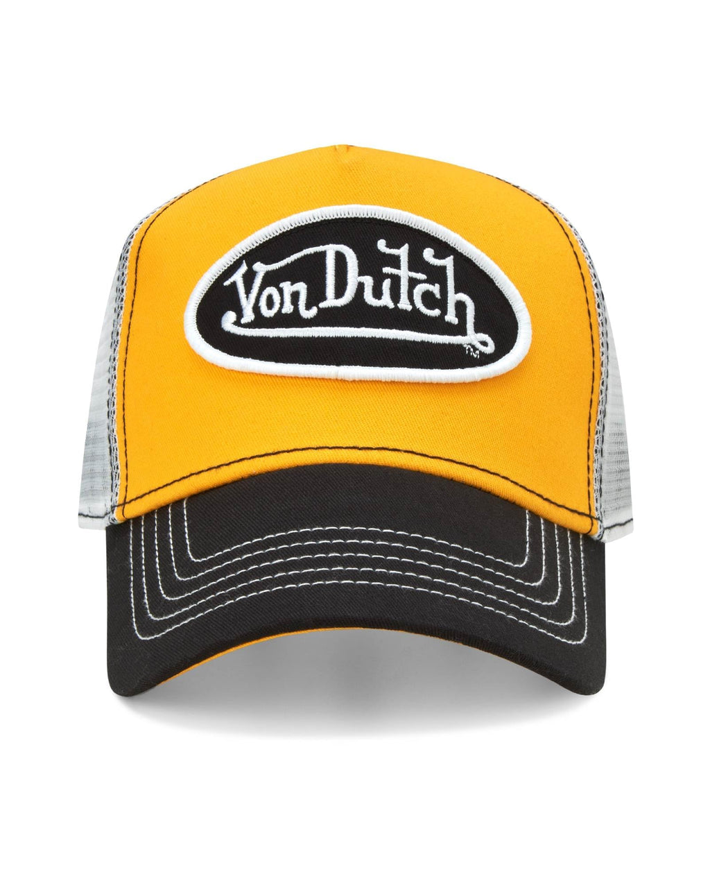 Von Dutch Unisex Trucker Hat - Curved Bill Mesh Back Retro Classic Colorblock Snapback Baseball Cap for Men and Women