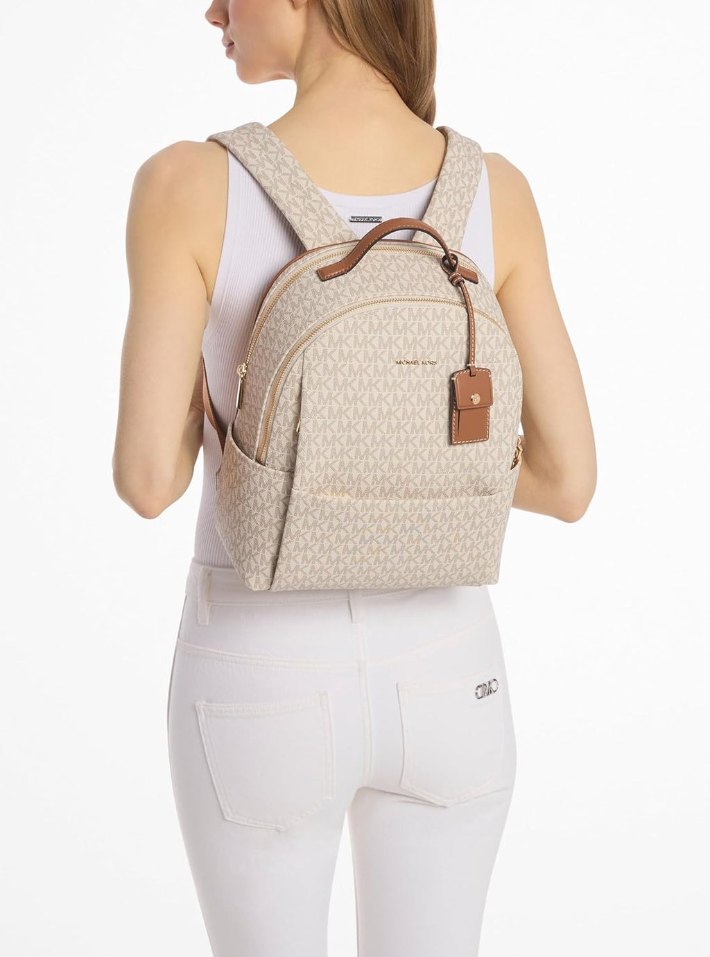 Michael Kors Sable Medium Backpack, Gold-Tone Hardware/Vanilla/Acorn