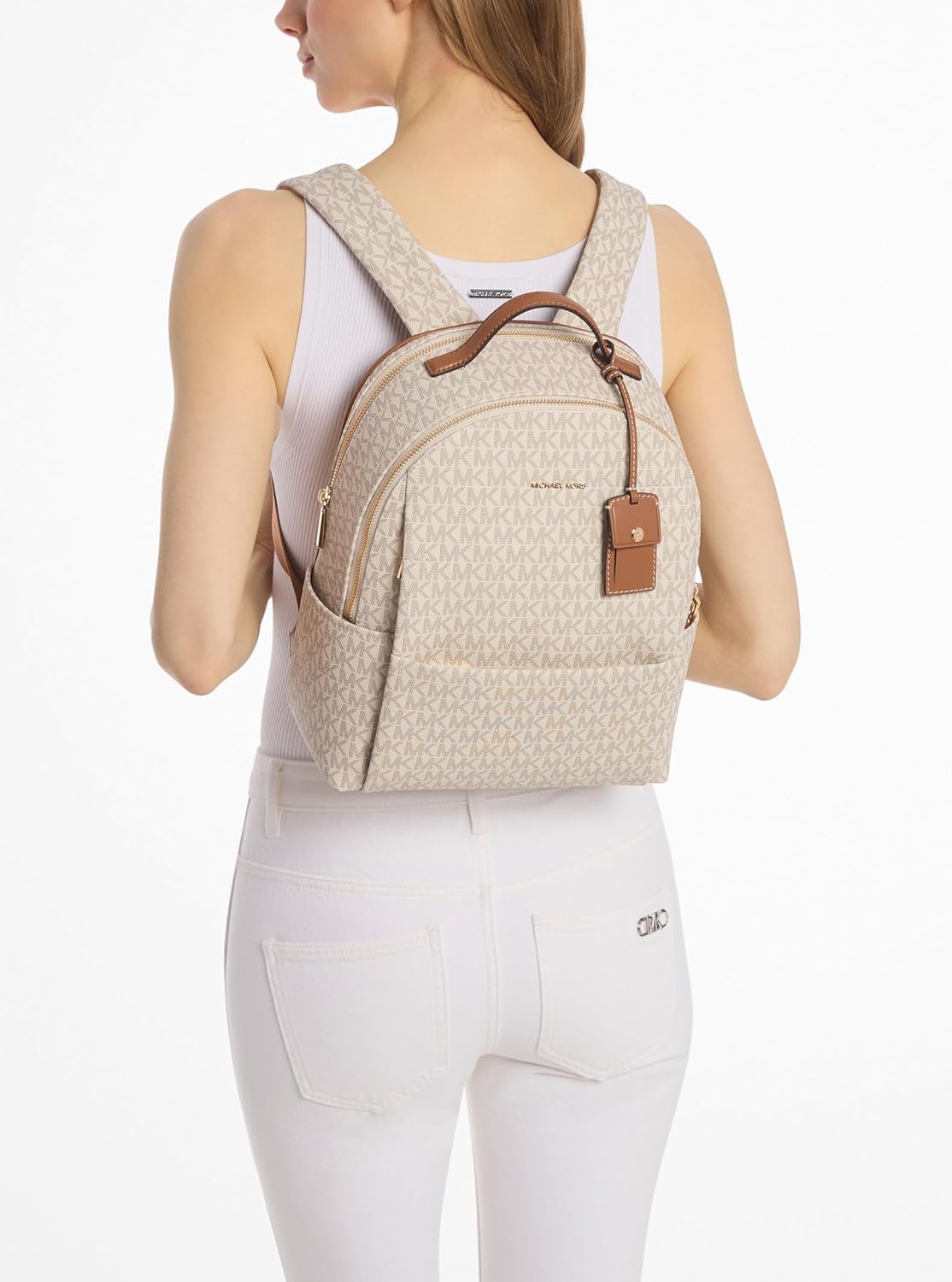 Michael Kors Sable Medium Backpack, Gold-Tone Hardware/Vanilla/Acorn