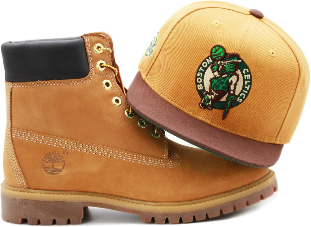 Mitchell & Ness Boston Celtics Beef and Broccoli Snapback Hat Cap - Wheat/Brown/Green