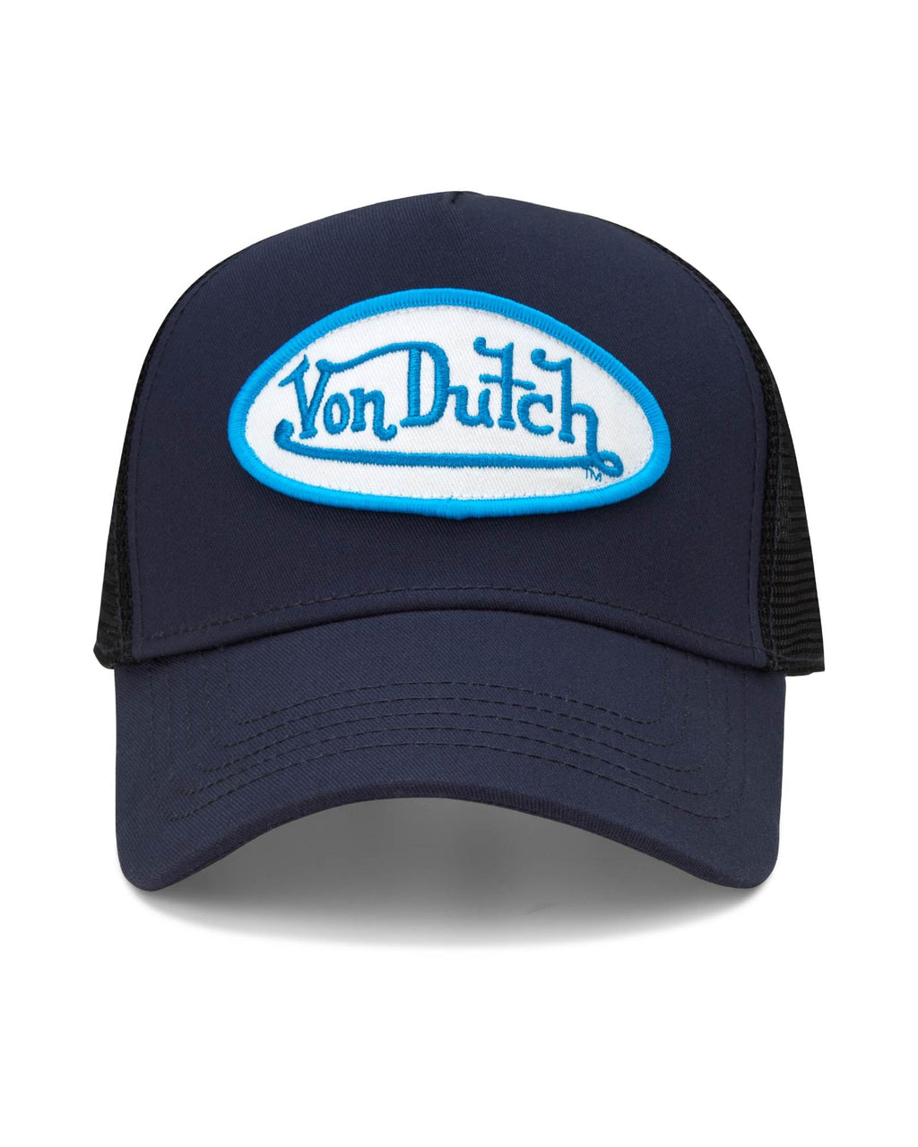 Von Dutch Unisex Trucker Hat - Curved Bill Mesh Back Retro Classic Colorblock Snapback Baseball Cap for Men and Women