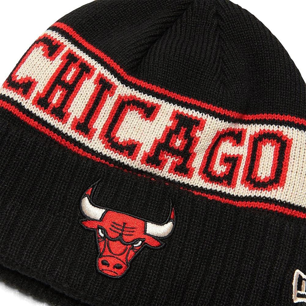 New Era Chicago Bulls Retro Cuff Knit Vintage Beanie Hat Black