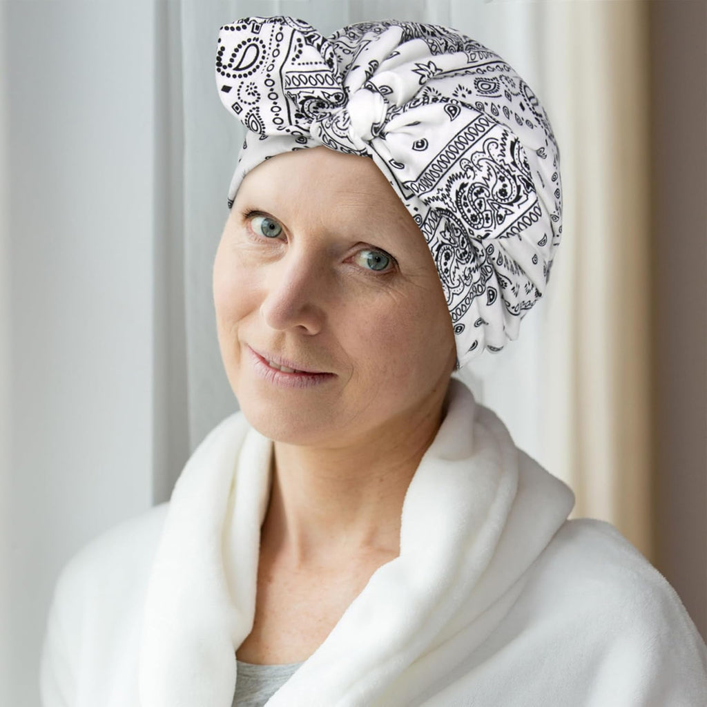Babalet 3PCS Satin Lined Beanies for Women Pre-Tied Bowknot Chemo Headwear Silky Lined Cotton Sleeping Cap