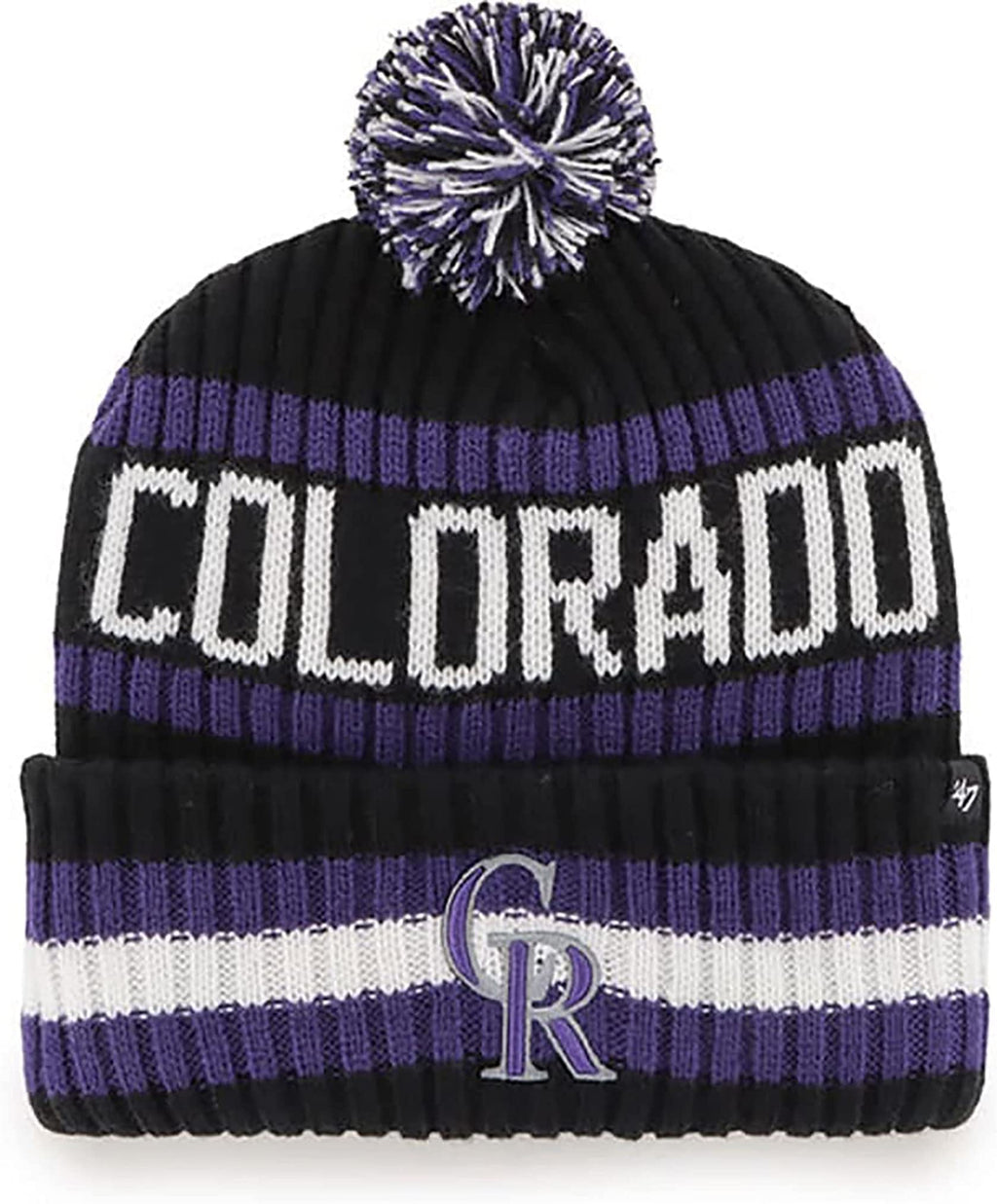 47 NHL Unisex-Adult Team Color Officially Licensed Primary Logo Bering Sport Knit Cuffed Pom Beanie Cold Weather Hat