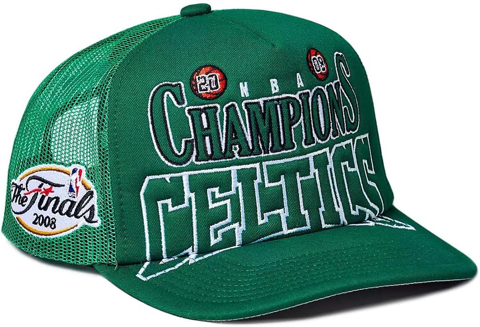Mitchell & Ness Boston Celtics 2008 NBA Finals Champions Foam Front Trucker Cap, Adjustable Hat Green