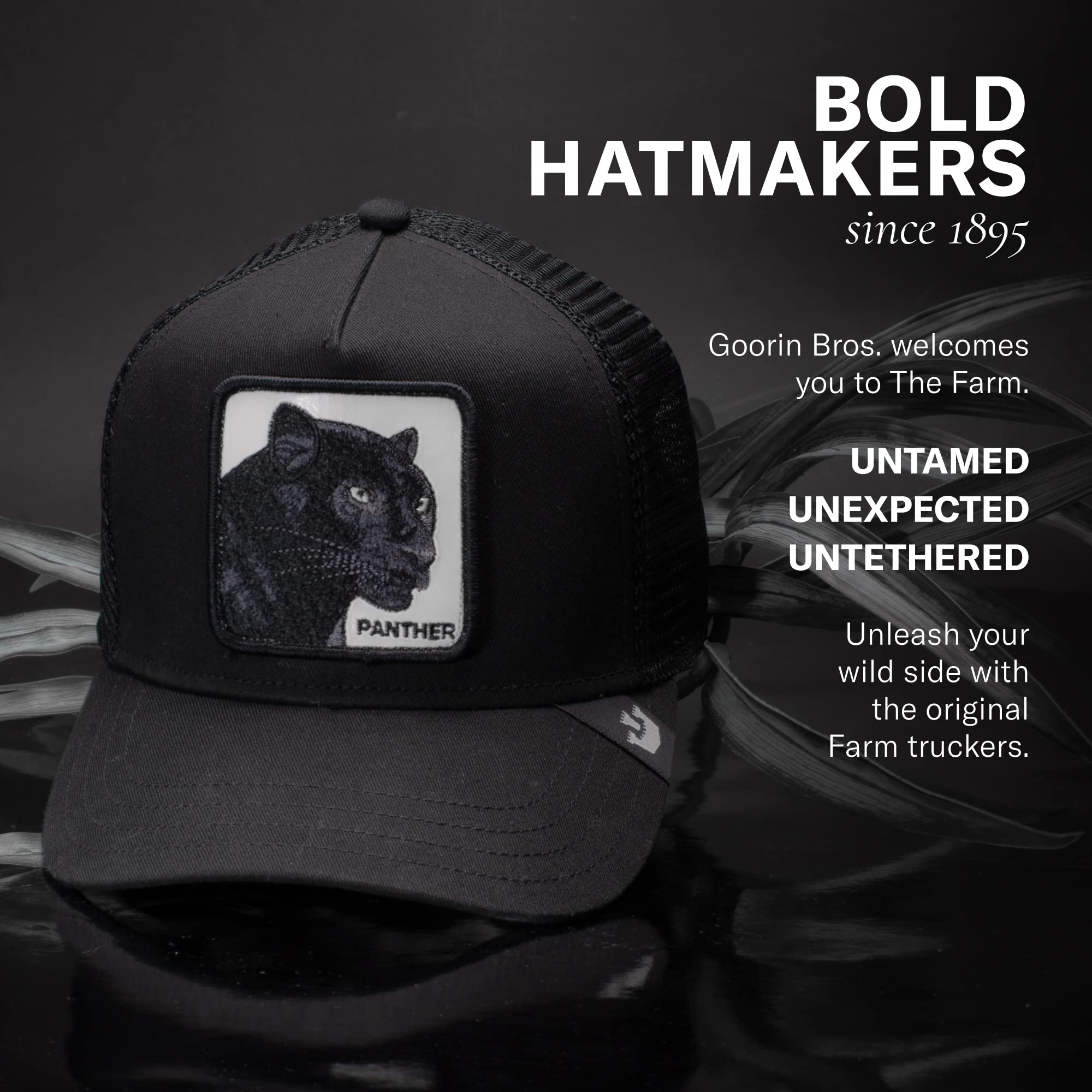 Goorin Bros. The Farm Original Core Unisex Adjustable Snapback Trucker Hat, White Panther, One Size