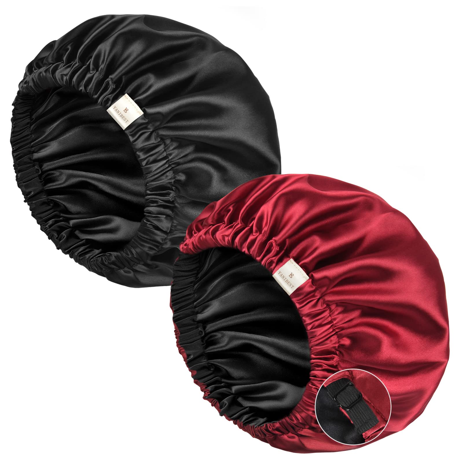 YANIBEST Silk Bonnet Satin Bonnet for Sleeping Women Men, Adjustable Double Layer Hair Bonnet for Curly Braids Reduce Frizz