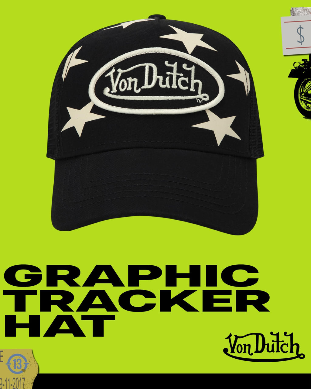 Von Dutch Womens and Mens Trucker Hat - Mesh Back Curved Brim Americana Hats for Men and Women with Snap Back Closure, Size One Size, Black Star