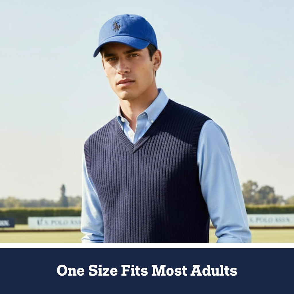 U.S. Polo Assn. Baseball Cap, 100% Cotton Adjustable Dad Hat with Small Pony Logo