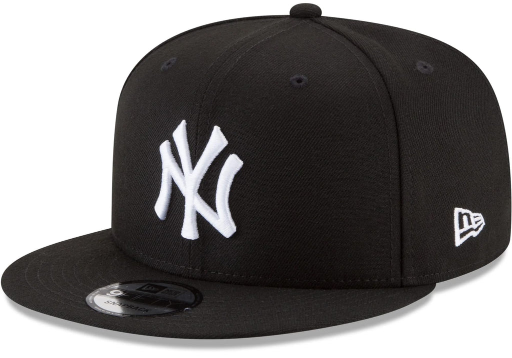 New Era Unisex-Adult MLB 9Fifty Black White Primary Logo Adjustable Snapback Hat Cap One Size Fits All - New York Yankees Black White