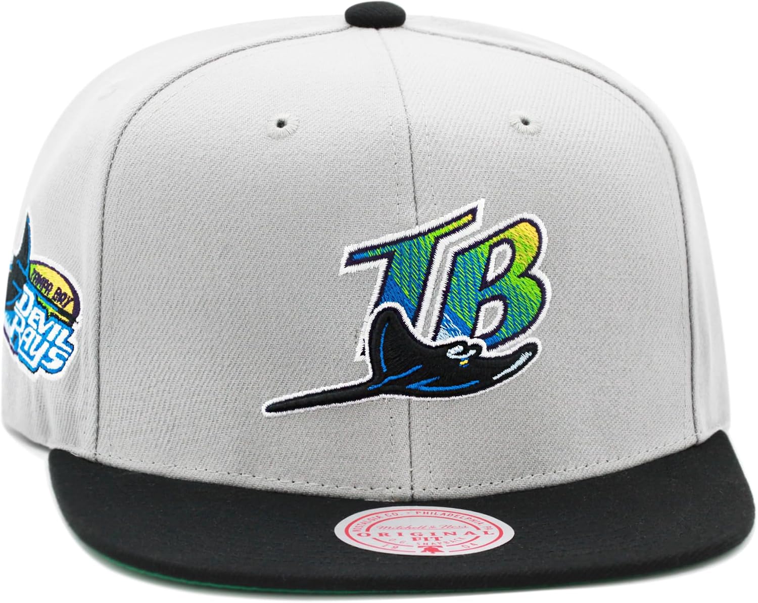 Mitchell & Ness Tampa Bay Devil Rays Cooperstown MLB Away Snapback Hat Cap - Grey/Black