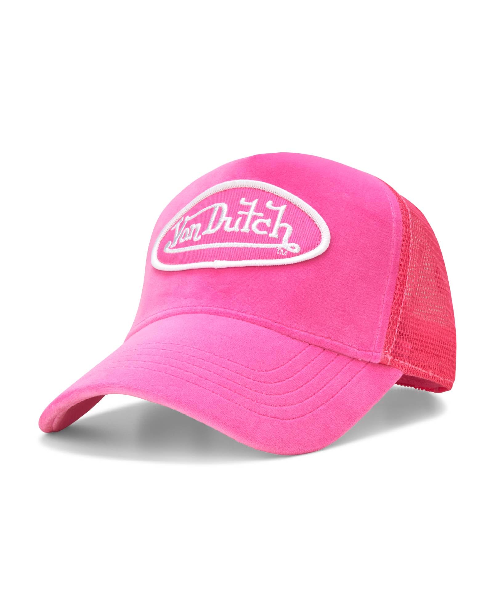 Von Dutch Unisex Trucker Hat - Velvet Curved Bill Mesh Back Retro Classic Adjustable Snapback Baseball Cap for Men and Women