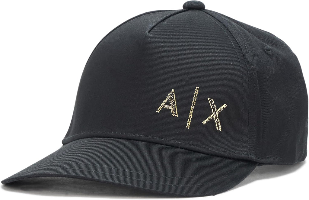 Armani Exchange Men's Black and Gold Baseball Hat, Black, One Size