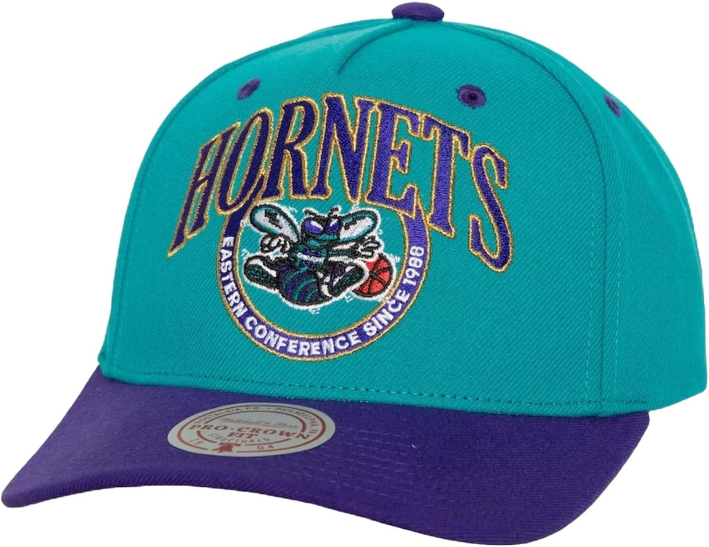 Mitchell & Ness Charlotte Hornets NBA Crown Jewels HWC Snapback Hat Cap Teal/Purple