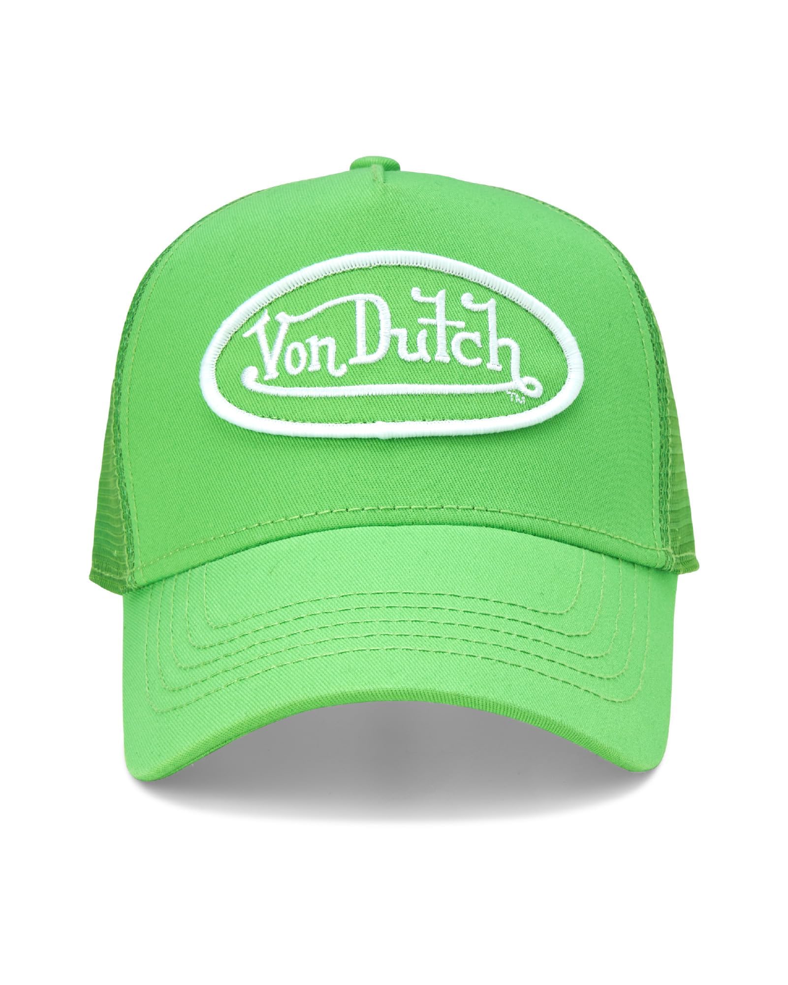 Von Dutch Unisex Trucker Hat - Retro Classic Solid Color Mesh Back Snapback Baseball Cap for Men & Women, Size One Size, Bright Green