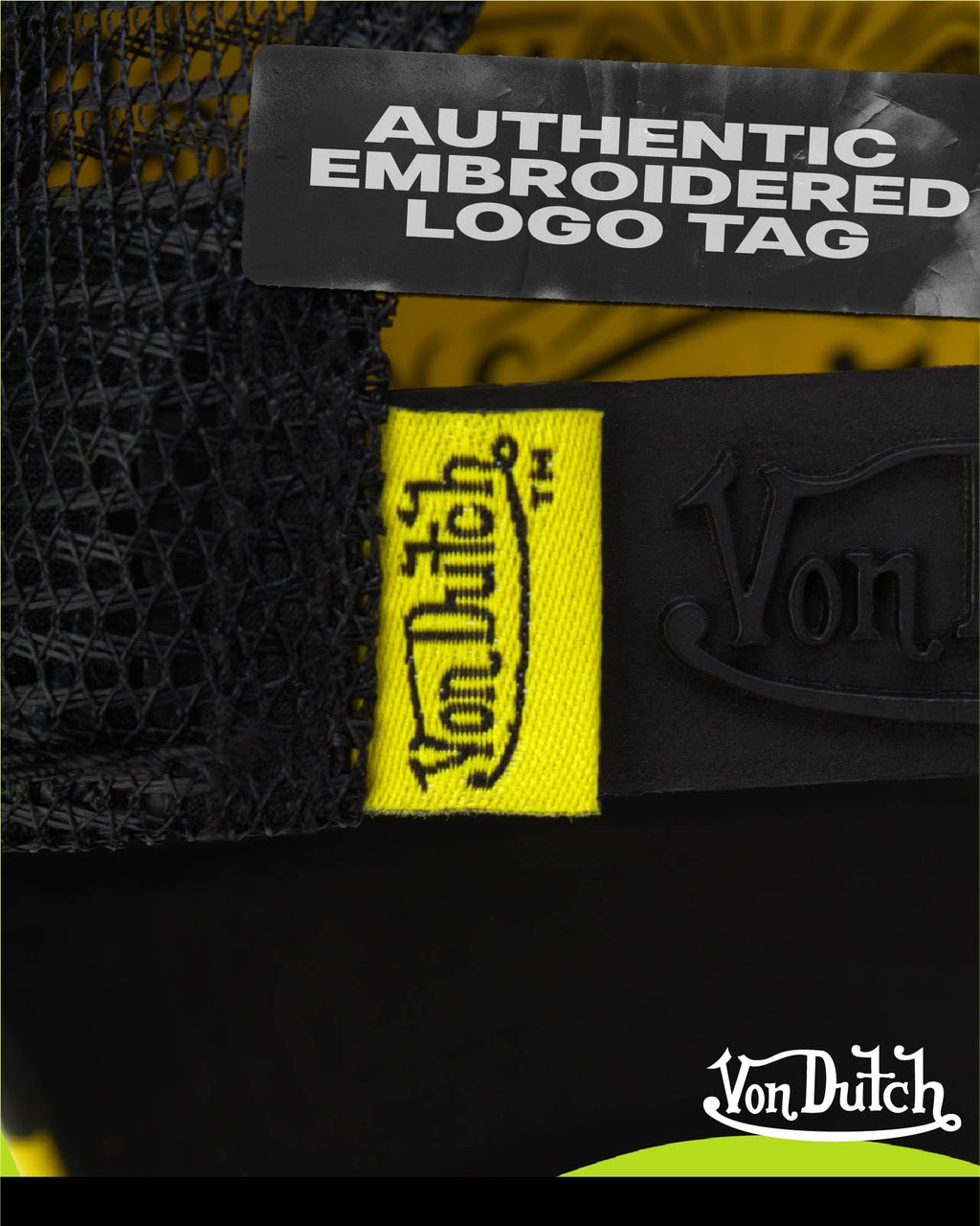 Von Dutch Monogram Trucker Cap - Retro Snapback Cap for Men and Women - Adjustable Snap Fit Panel, Mesh Rear, Curved Bill