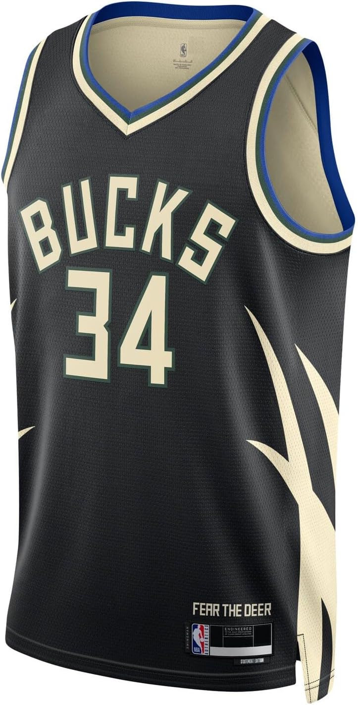 Giannis Antetokounmpo Milwaukee Bucks NBA Kids Youth 8-20 Black Statement Edition Swingman Jersey