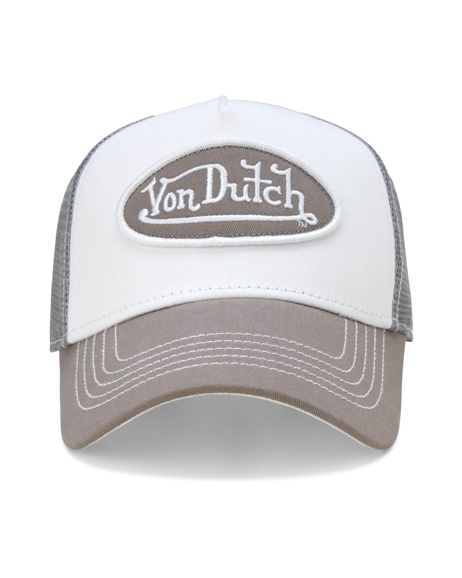 Von Dutch Unisex Trucker Hat - Curved Bill Mesh Back Retro Classic Colorblock Snapback Baseball Cap for Men and Women