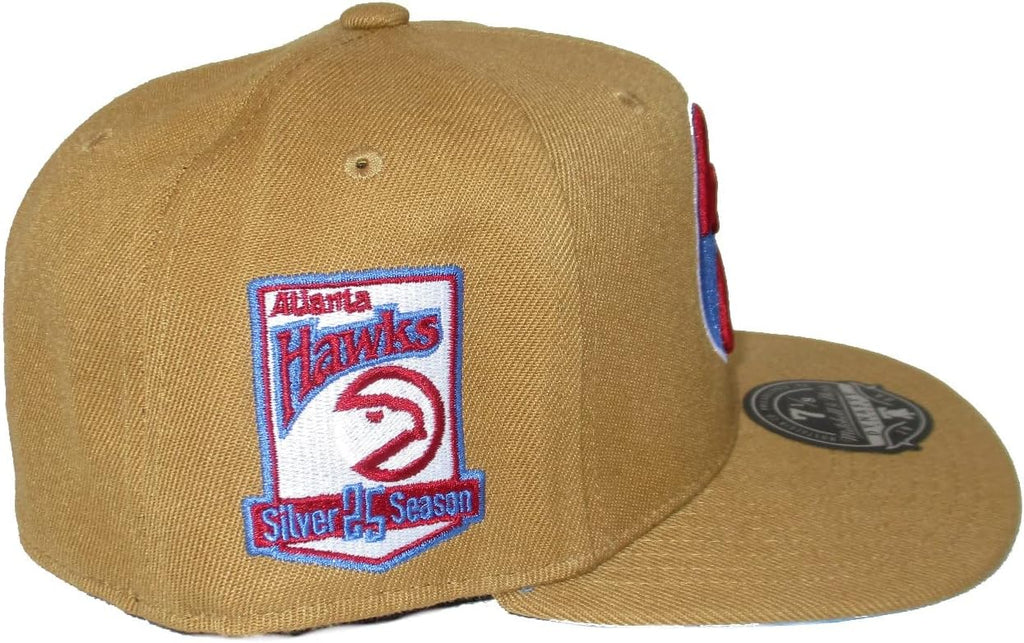 Mitchell & Ness Atlanta Hawks Sand and Sky Dynasty Fitted Hat Cap - Brown