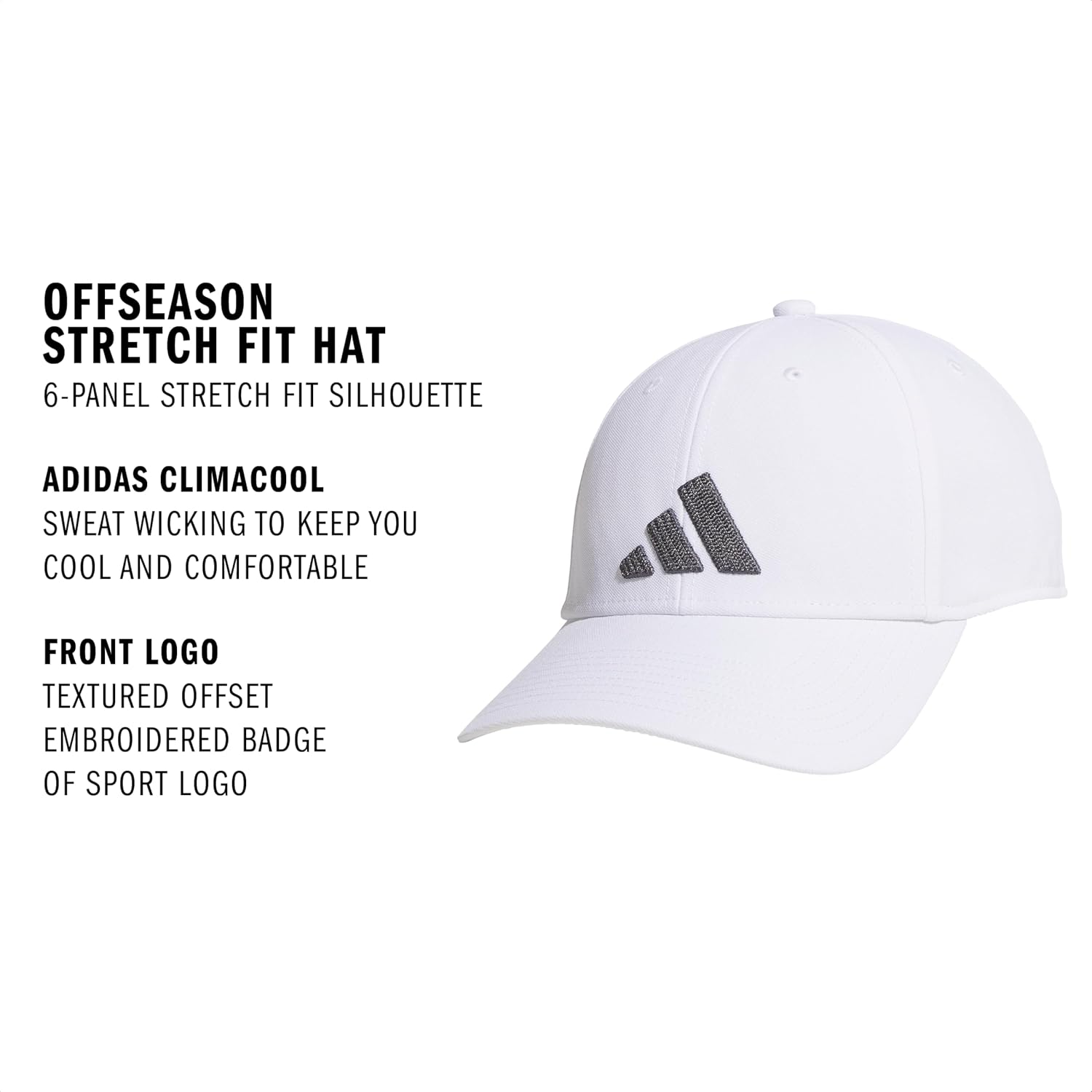 Adidas Mens Gameday Hat – Athletic Baseball Cap, Stretch Fit