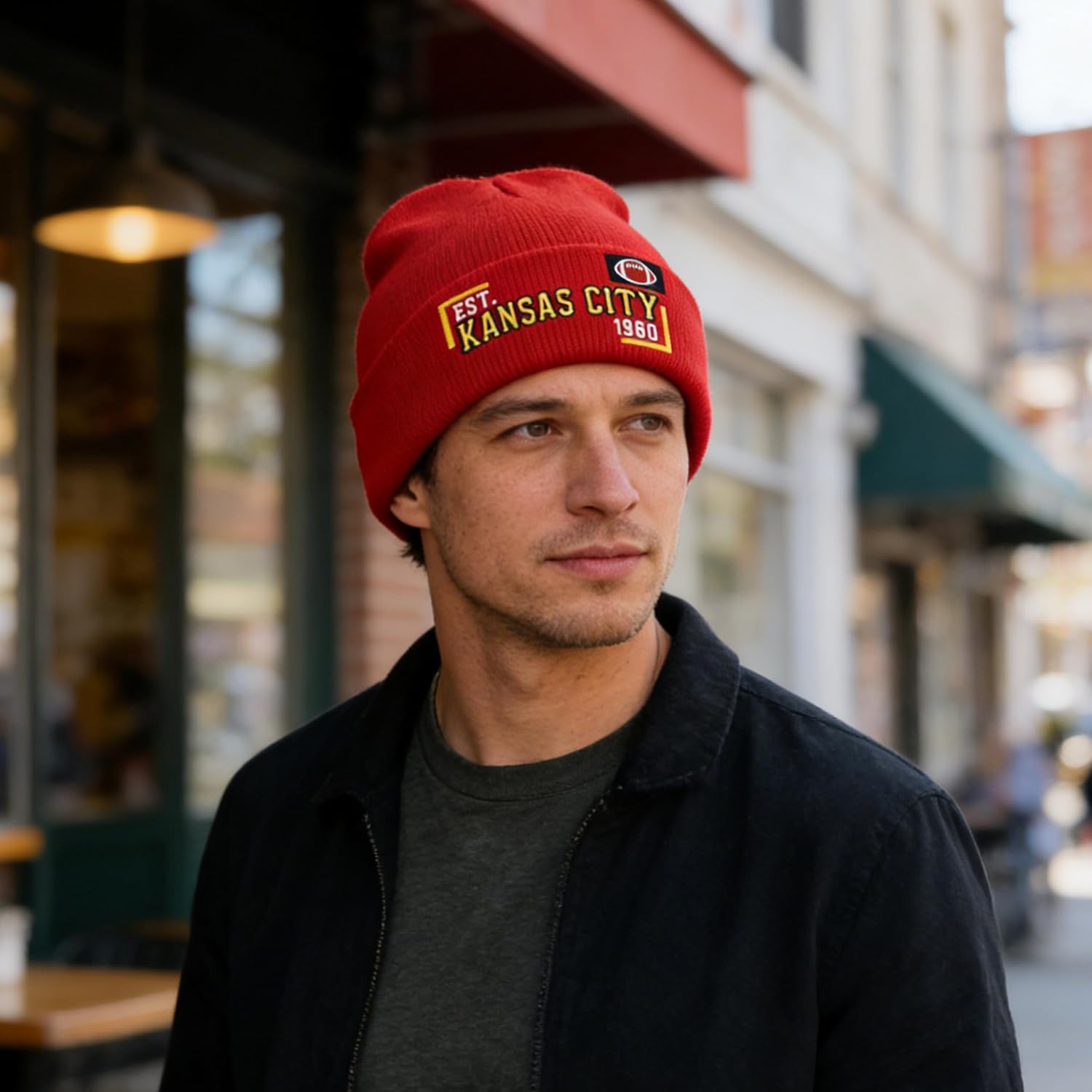 Vintage Classic Sports Embroidered Beanie Hat Cuffed Winter Hat Knit