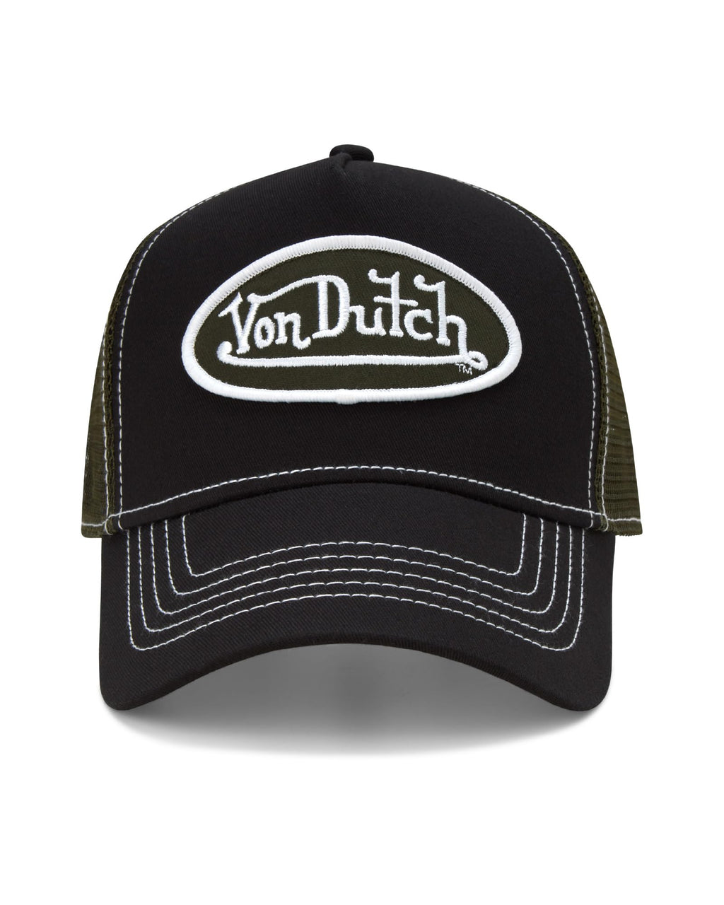Von Dutch Unisex Trucker Hat - Curved Bill Mesh Back Retro Classic Colorblock Snapback Baseball Cap for Men and Women