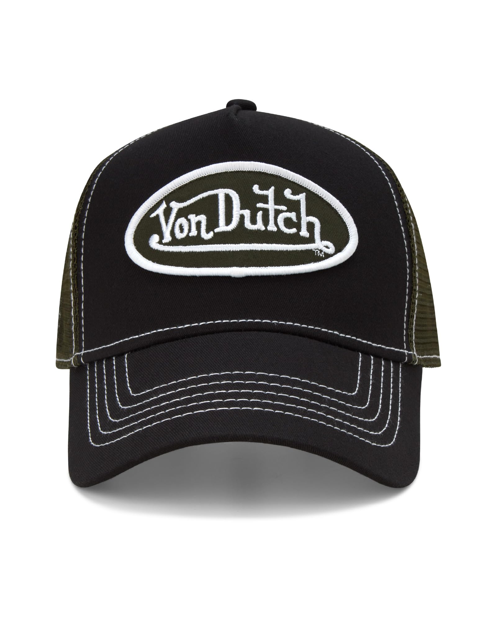 Von Dutch Unisex Trucker Hat - Curved Bill Mesh Back Retro Classic Colorblock Snapback Baseball Cap for Men and Women