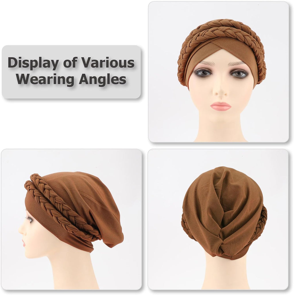 African Women Turban Caps Pre-Tied Twisted Turbans Head Scarf for Women Hair Wraps Cover Beanie Cancer Chemo Headwear