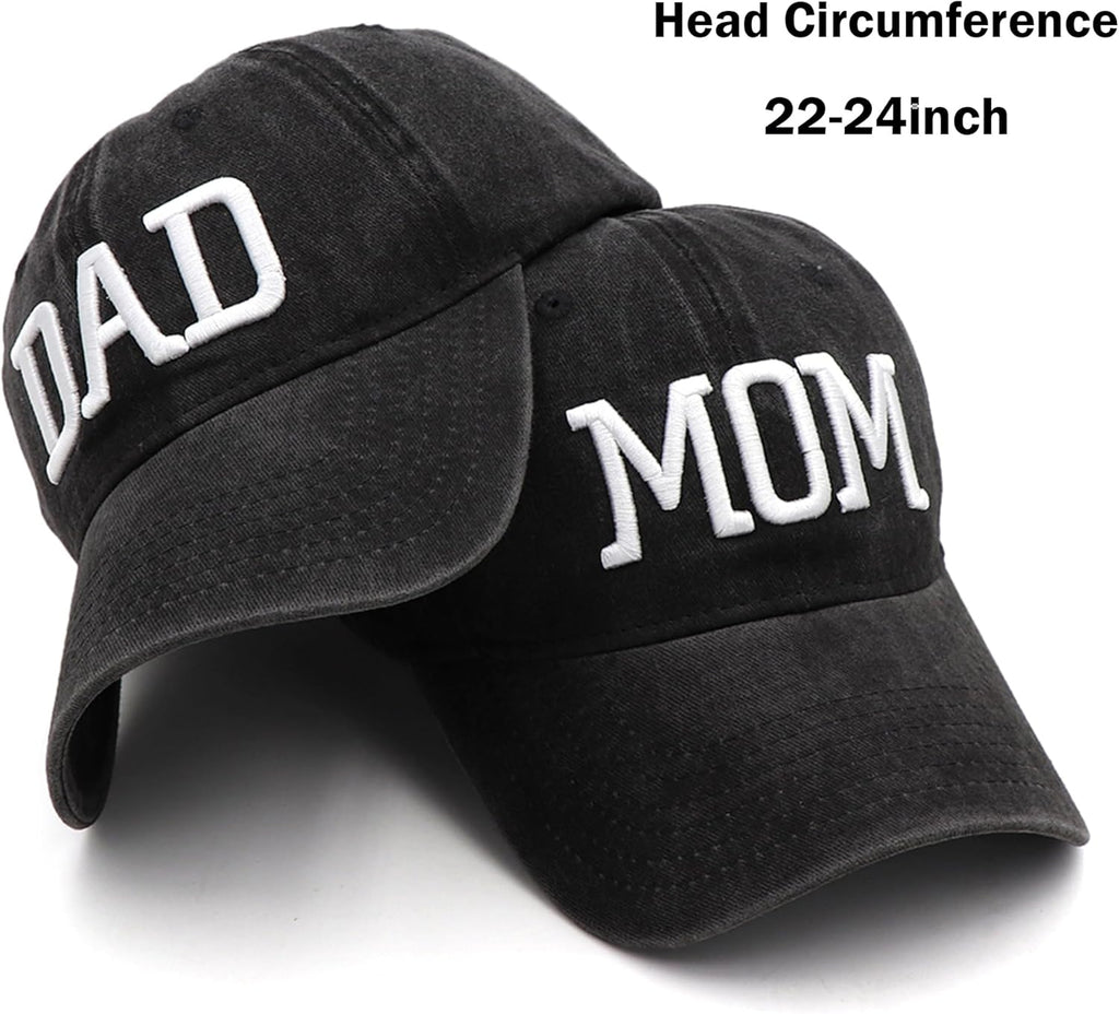 Mom and Dad Hats New Mom Gifts Embroidered Hats for Men Women Adjustable Baseball Cap New Parents Gifts for Couples