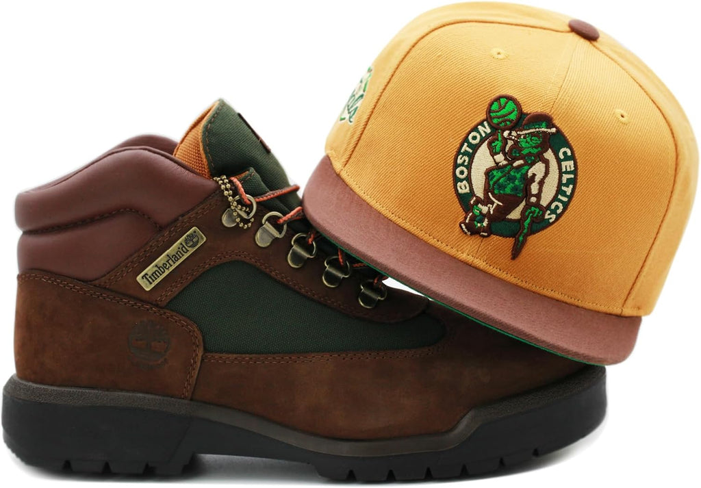 Mitchell & Ness Boston Celtics Beef and Broccoli Snapback Hat Cap - Wheat/Brown/Green