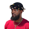 Satin Lined Turban for Men, Vintage Twist Head Wraps Durag, Pre-Tied Tassel Shemagh Halo Turban, Satin Turban Scarf Tie