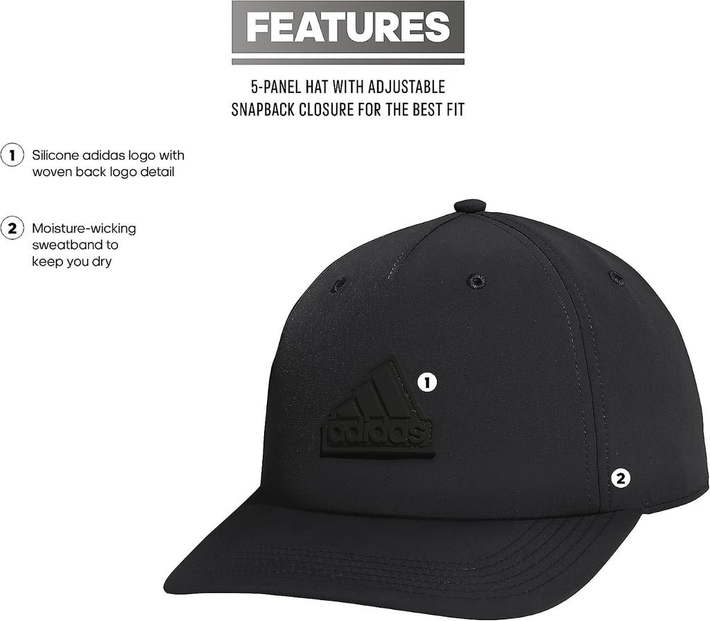adidas Men's Sport 5-Panel, High Crown Structured Snapback Adjustable Fit Cap