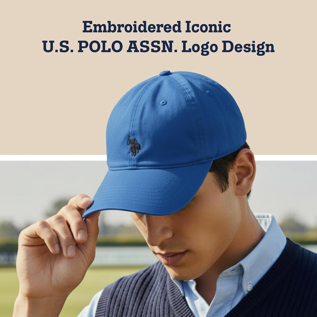 U.S. Polo Assn. Baseball Cap, 100% Cotton Adjustable Dad Hat with Small Pony Logo