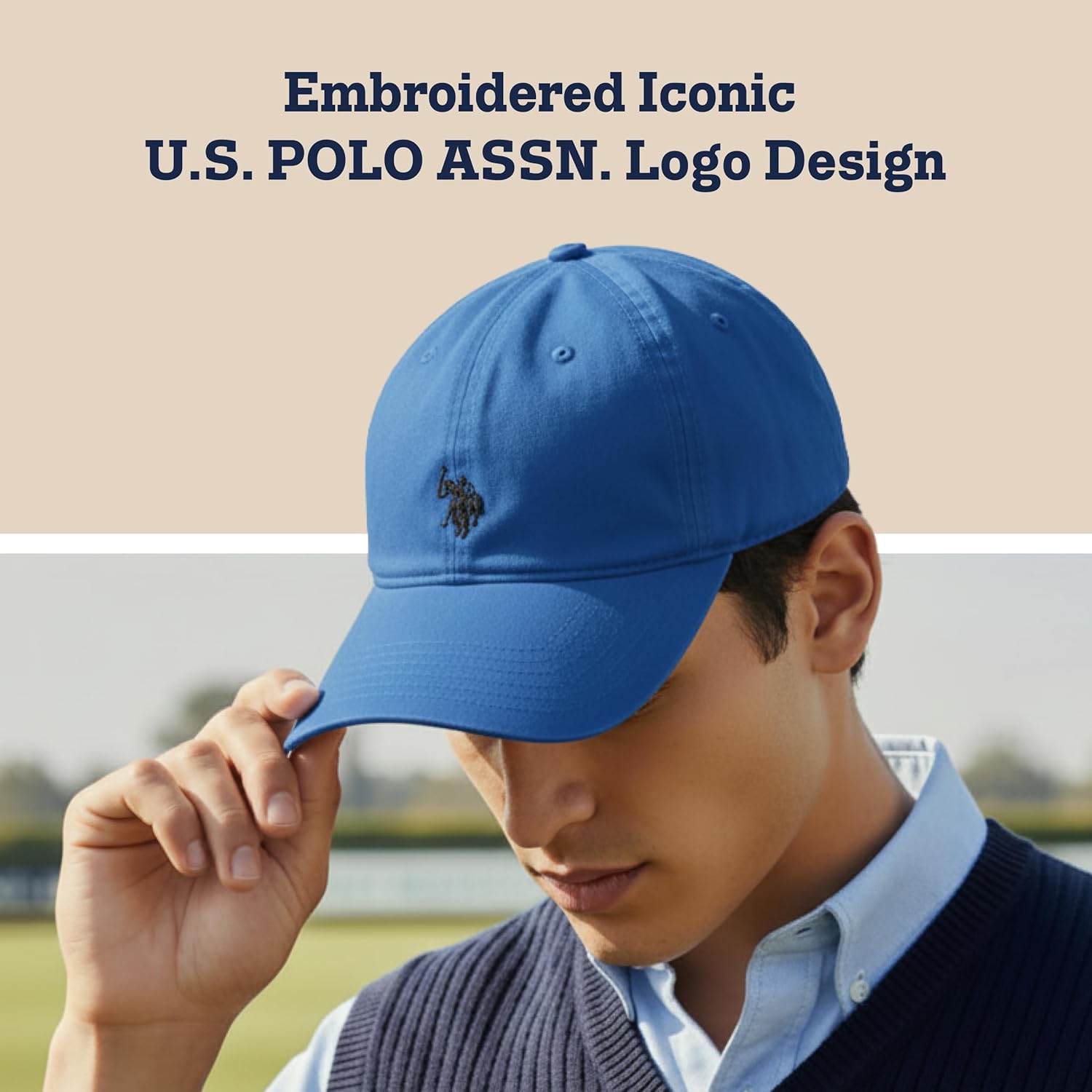 U.S. Polo Assn. Baseball Cap, 100% Cotton Adjustable Dad Hat with Small Pony Logo