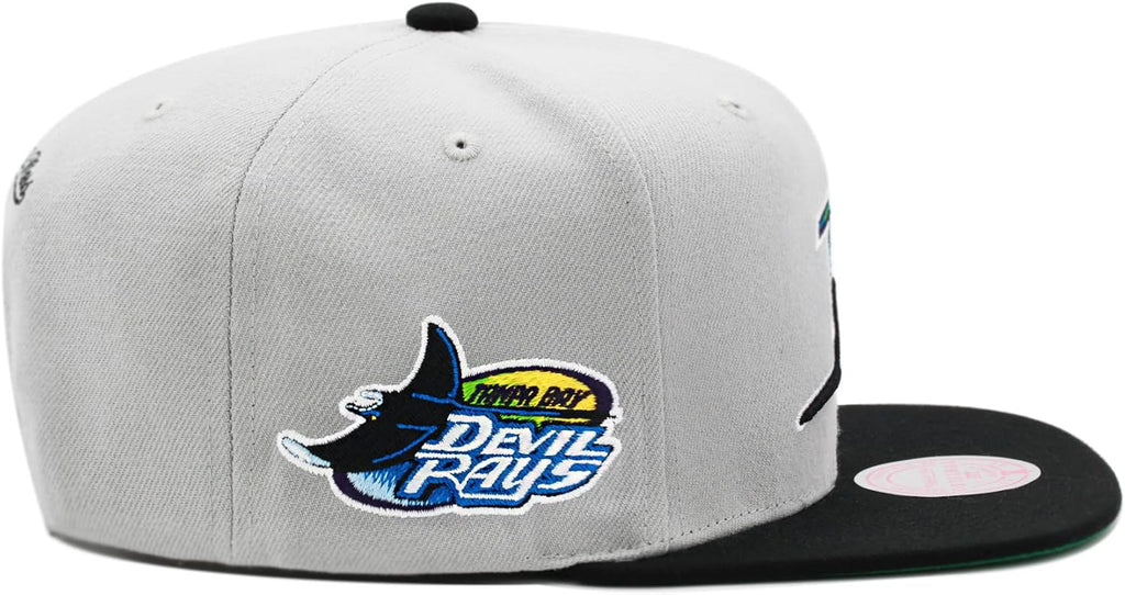 Mitchell & Ness Tampa Bay Devil Rays Cooperstown MLB Away Snapback Hat Cap - Grey/Black