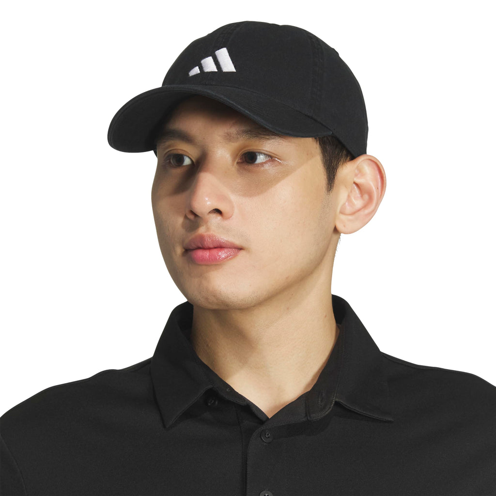 adidas Men's Ultimate Hat Relaxed Crown Adjustable Fit Strapback Cotton Baseball Cap, Black/White