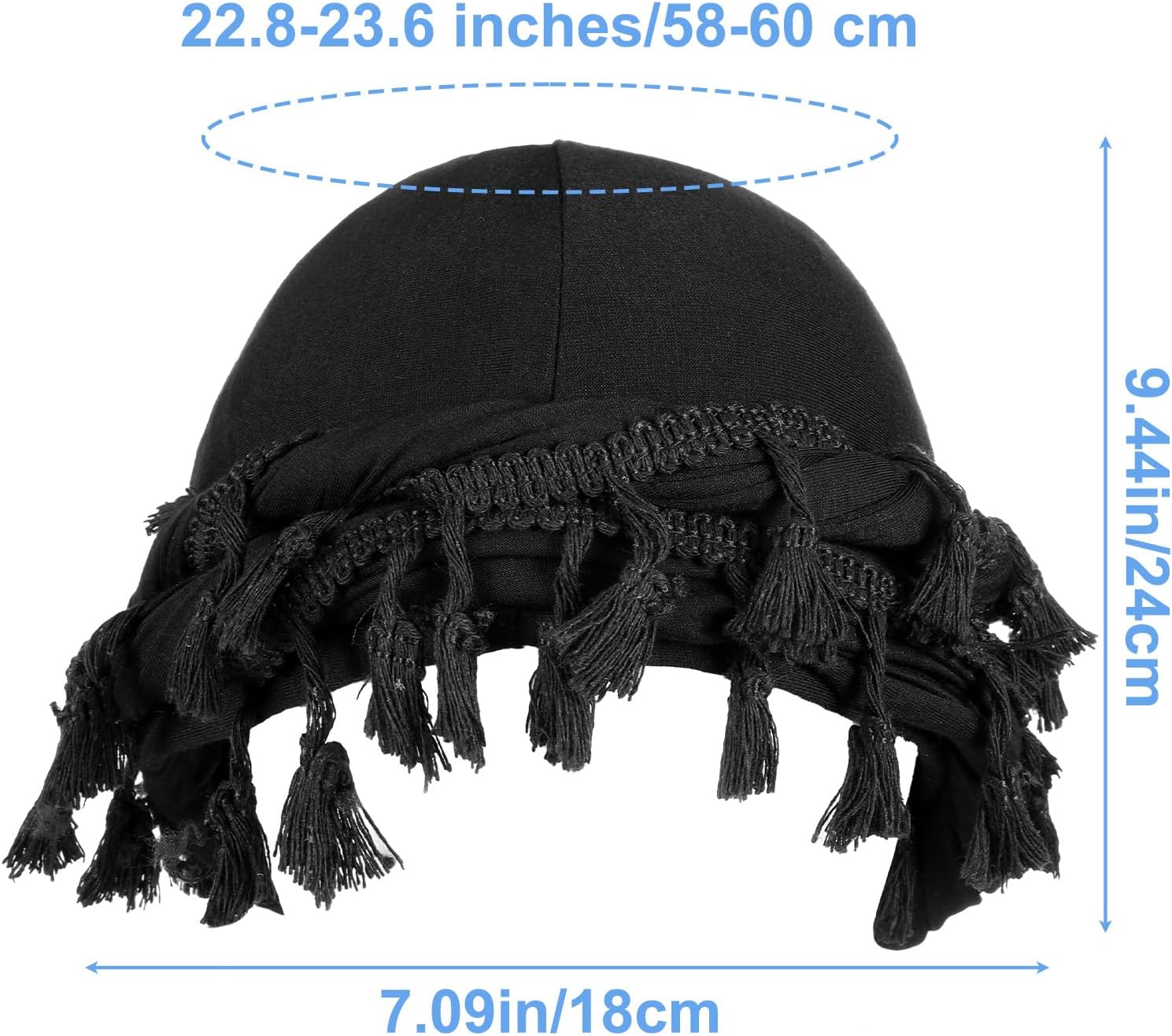Turban for Men Satin Lined Durag Head Wrap Pre-Tied Tassels Braid Beanie Vintage Twist Bonnet with Tassel Satin Lined Halo Turban Sleep Cap Black